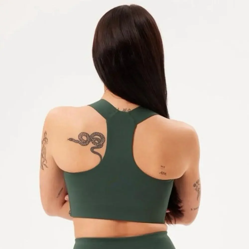 Girlfriend Collective Green Charlie Straight Neck Sports Bra